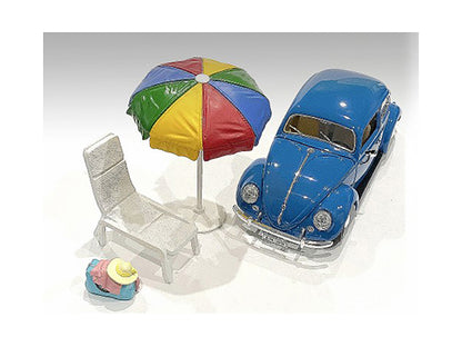 "Beach Girls" Accessories (Beach Chair and Beach Umbrella and Duffle Bag) for 1/24 Scale Models by American Diorama-DiecastModeler.com