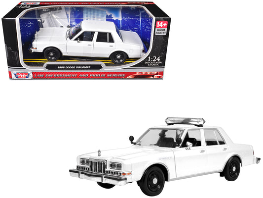 1986 Dodge Diplomat Police Car Unmarked White "Custom Builder's Kit" Series 1/24 Diecast Model Car by Motormax-DiecastModeler.com