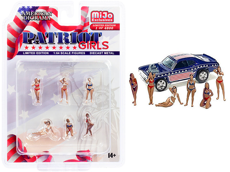 "Patriot Girls" 6 piece Diecast Figurines Set Limited Edition to 4800 pieces Worldwide for 1/64 Scale Models by American Diorama-DiecastModeler.com