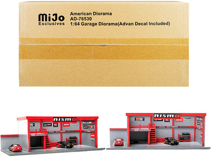 "Garage Diorama Advan" Diorama with Decals for 1/64 Scale Models by American Diorama-DiecastModeler.com