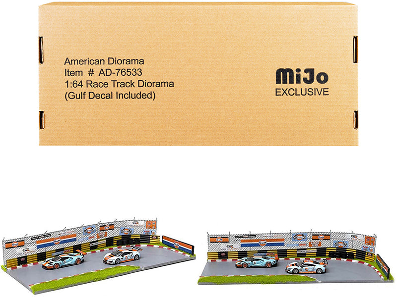 "Race Track Gulf Oil" Diorama with Decals for 1/64 Scale Models by American Diorama-DiecastModeler.com