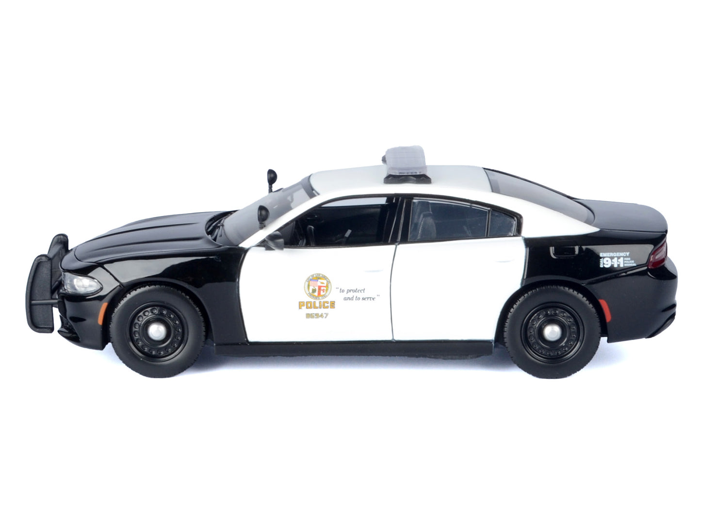 2023 Dodge Charger Pursuit Police Car "LAPD (Los Angeles Police Department)" Black and White "Law Enforcement and Public Service" Series 1/24 Diecast Model Car by Motormax-DiecastModeler.com