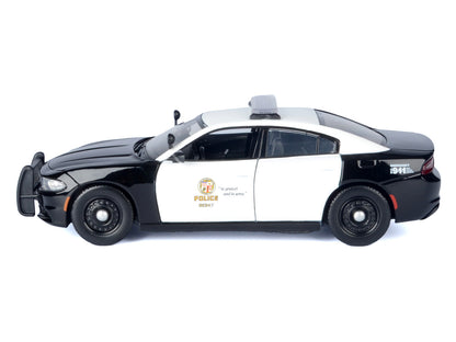 2023 Dodge Charger Pursuit Police Car "LAPD (Los Angeles Police Department)" Black and White "Law Enforcement and Public Service" Series 1/24 Diecast Model Car by Motormax-DiecastModeler.com