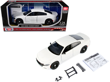 2023 Dodge Charger Pursuit Police Car White "Custom Builder's Kit - Law Enforcement and Public Service" Series 1/24 Diecast Model Car by Motormax-DiecastModeler.com