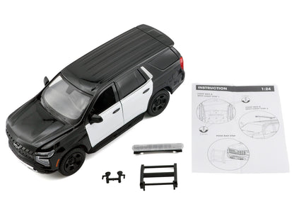 2025 Chevrolet Tahoe PPV Black and White "Custom Builder's Kit - Law Enforcement and Public Service" Series 1/24 Diecast Model Car by Motormax-DiecastModeler.com