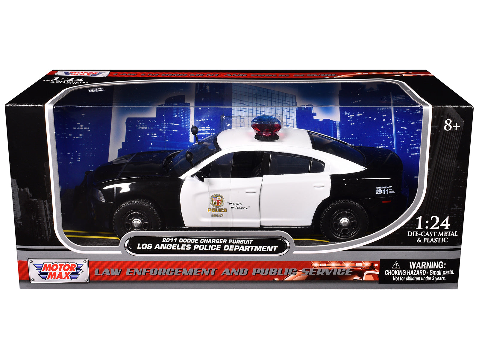 2011 Dodge Charger Pursuit LAPD Los Angeles Police Department Car 1/24 Diecast Car Model by Motormax-DiecastModeler.com