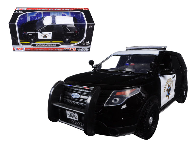 2015 Ford Interceptor Police Utility "California Highway Patrol" (CHP) Black and White 1/24 Diecast Model Car by Motormax-DiecastModeler.com