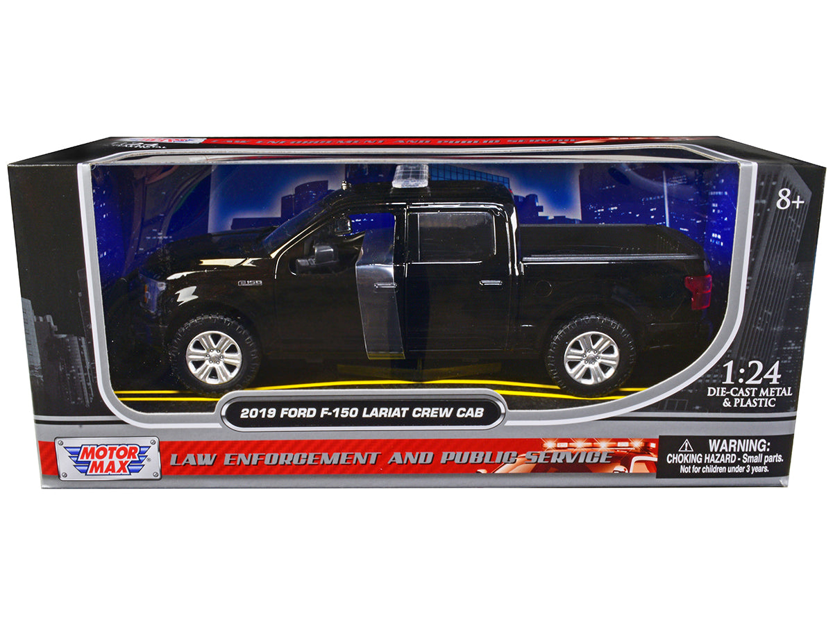2019 Ford F-150 Lariat Crew Cab Pickup Truck Unmarked Plain Black "Law Enforcement and Public Service" Series 1/24 Diecast Model Car by Motormax-DiecastModeler.com