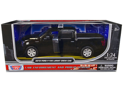 2019 Ford F-150 Lariat Crew Cab Pickup Truck Unmarked Plain Black "Law Enforcement and Public Service" Series 1/24 Diecast Model Car by Motormax-DiecastModeler.com