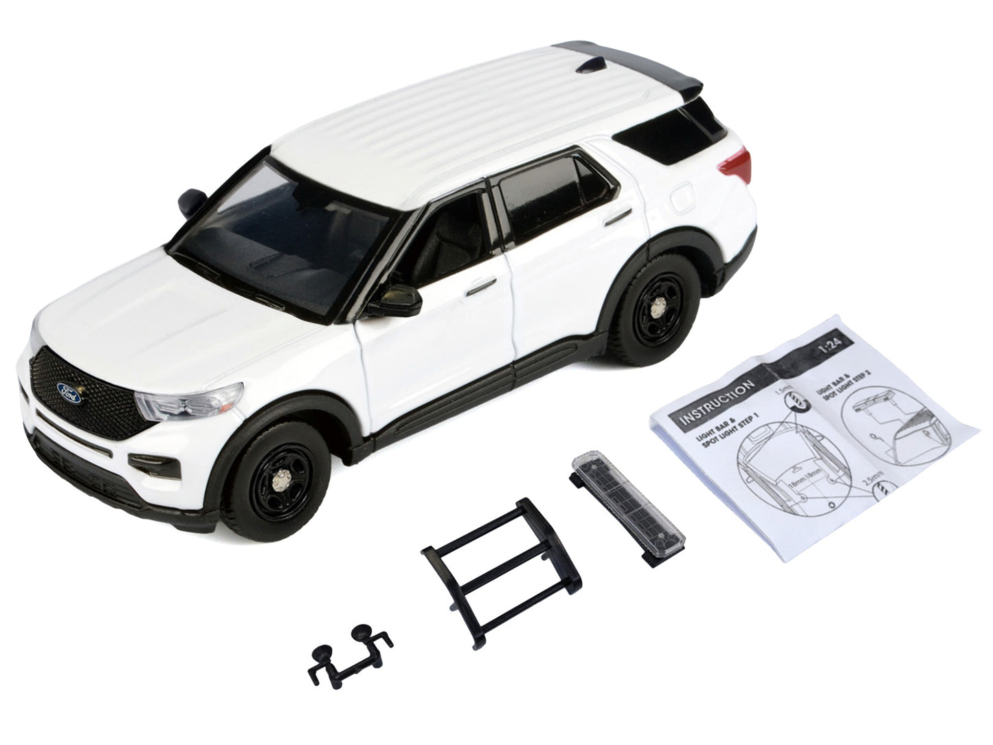 2022 Ford Police Interceptor Utility Unmarked White "Builder's Kit" "Law Enforcement and Public Service" Series 1/24 Diecast Model Car by Motormax