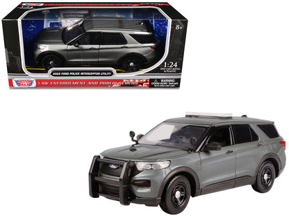 2022 Ford Police Interceptor Utility Unmarked Gray Metallic "Builder's Kit" "Law Enforcement and Public Service" Series 1/24 Diecast Model Car by Motormax