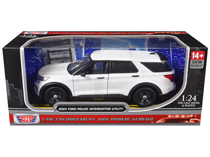 2022 Ford Police Interceptor Utility Unmarked White "Builder's Kit" "Law Enforcement and Public Service" Series 1/24 Diecast Model Car by Motormax
