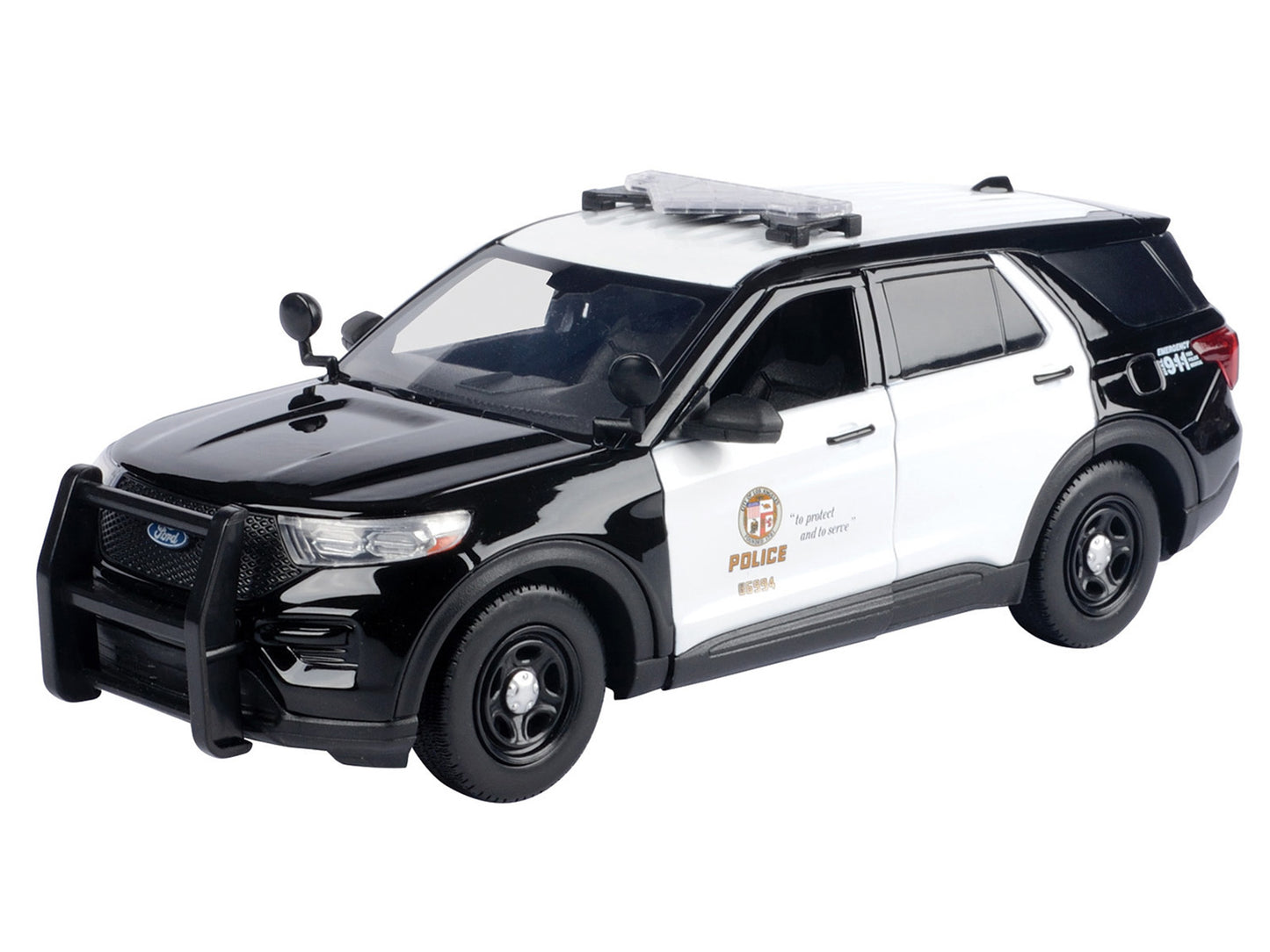 2022 Ford Police Interceptor Utility "Los Angeles Police Department" Black and White "Law Enforcement and Public Service" Series 1/24 Diecast Model Car by Motormax