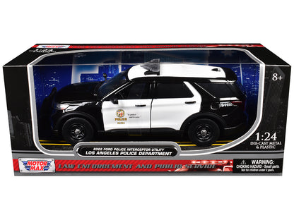 2022 Ford Police Interceptor Utility "Los Angeles Police Department" Black and White "Law Enforcement and Public Service" Series 1/24 Diecast Model Car by Motormax
