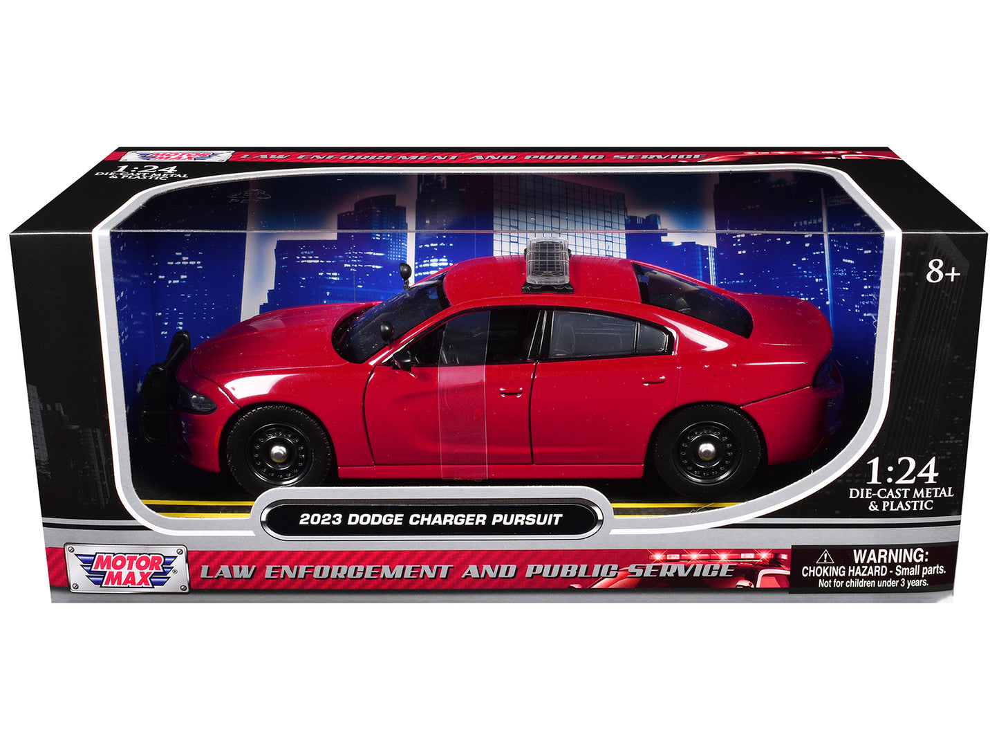 2023 Dodge Charger Pursuit Police Car Red "Law Enforcement and Public Service" Series 1/24 Diecast Model Car by Motormax-DiecastModeler.com