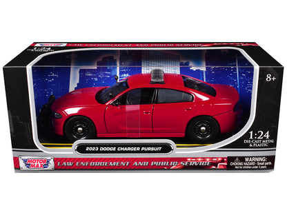 2023 Dodge Charger Pursuit Police Car Red "Law Enforcement and Public Service" Series 1/24 Diecast Model Car by Motormax-DiecastModeler.com