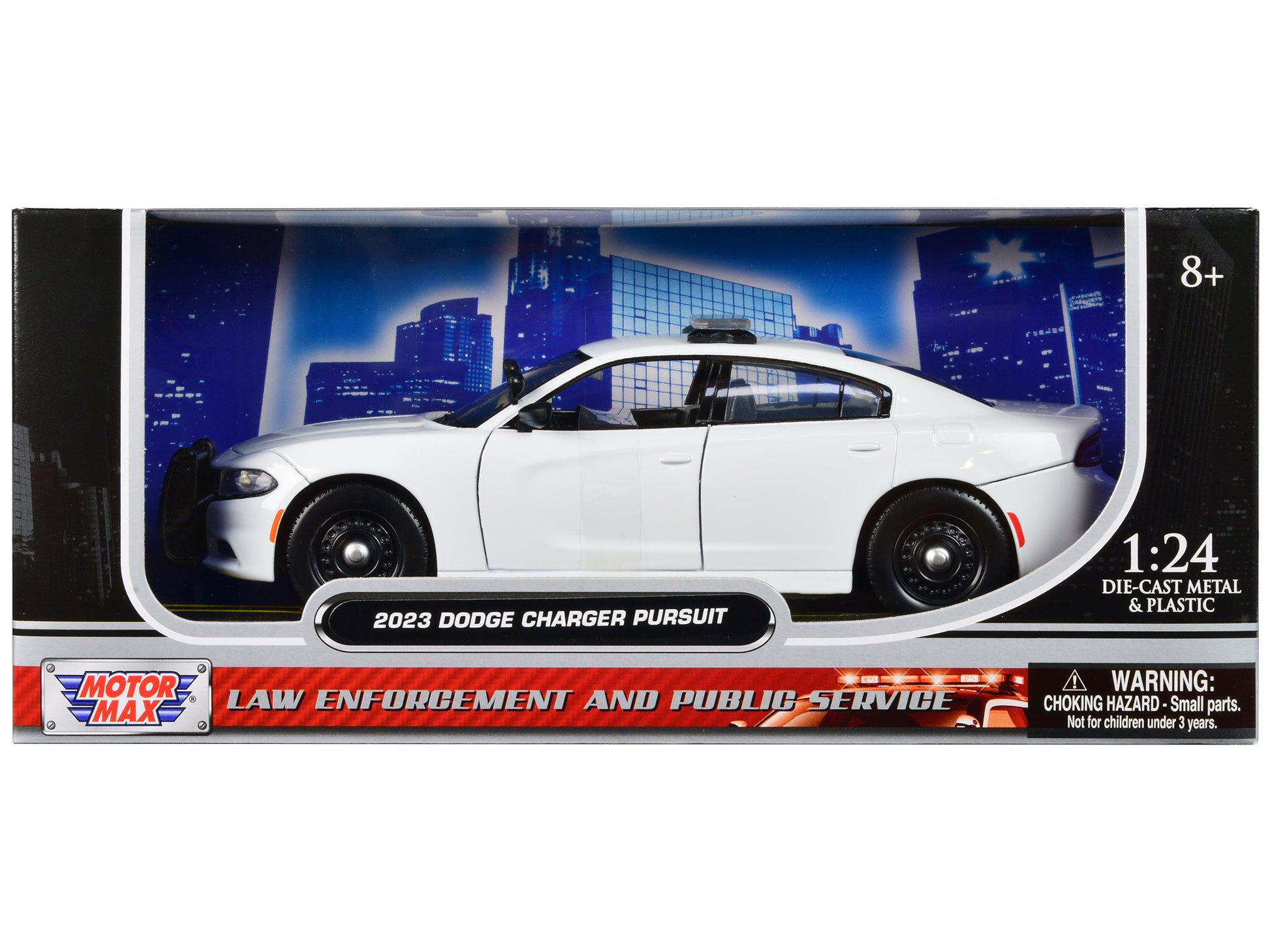 2023 Dodge Charger Pursuit Police Car Plain White "Law Enforcement and Public Service" Series 1/24 Diecast Model Car by Motormax-DiecastModeler.com