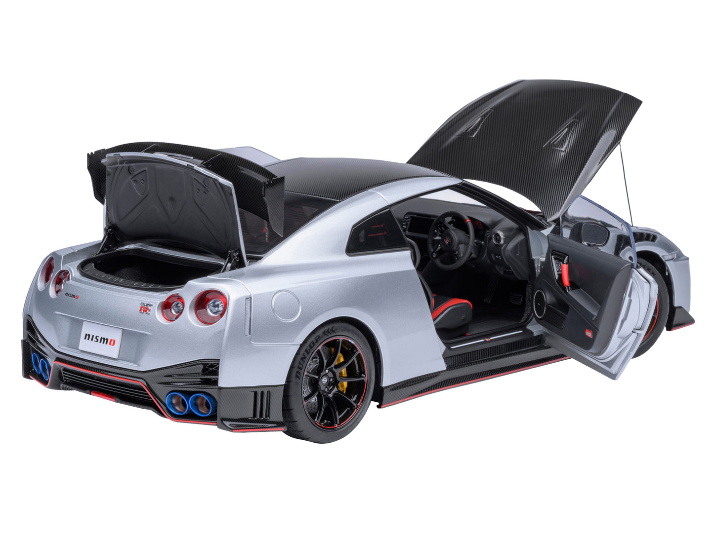 2022 Nissan GT-R (R35) Nismo Special Edition RHD (Right Hand Drive) Ultimate Metal Silver with Carbon Hood and Top 1/18 Model Car by Autoart-DiecastModeler.com