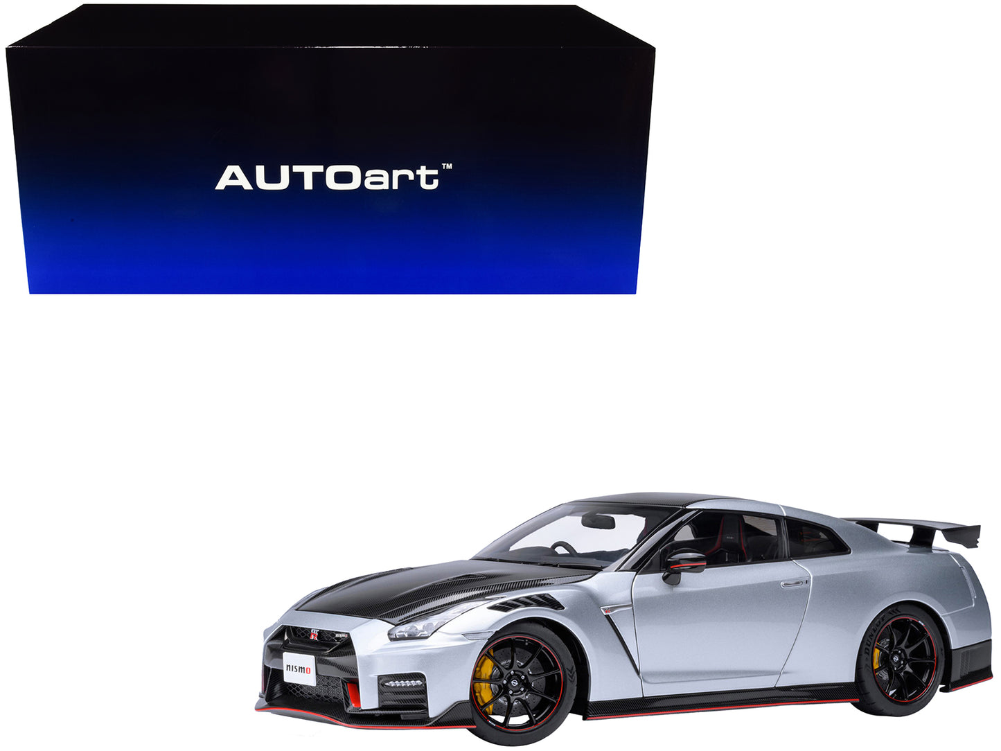 2022 Nissan GT-R (R35) Nismo Special Edition RHD (Right Hand Drive) Ultimate Metal Silver with Carbon Hood and Top 1/18 Model Car by Autoart-DiecastModeler.com