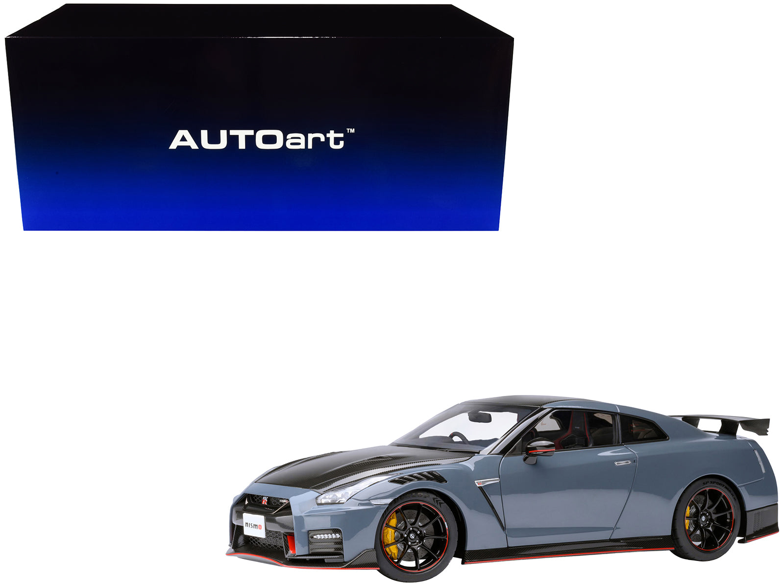 2022 Nissan GT-R (R35) Nismo Special Edition RHD (Right Hand Drive) Nismo Stealth Gray with Carbon Hood and Top 1/18 Model Car by Autoart-DiecastModeler.com