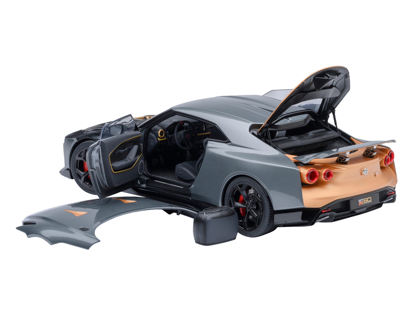 Nissan GT-R50 By ItalDesign "Goodwood Version" Liquid Kinetic Gray Metallic with Gold Accents 1/18 Model Car by Autoart