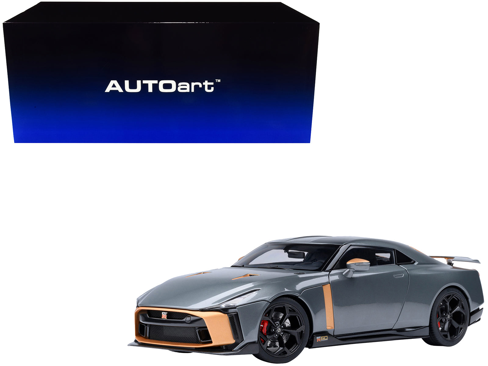 Nissan GT-R50 By ItalDesign "Goodwood Version" Liquid Kinetic Gray Metallic with Gold Accents 1/18 Model Car by Autoart-DiecastModeler.com