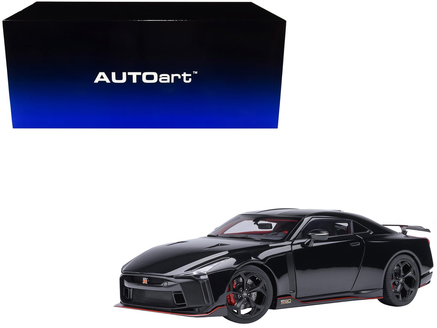 Nissan GT-R50 By ItalDesign Black and Matt Black 1/18 Model Car by Autoart