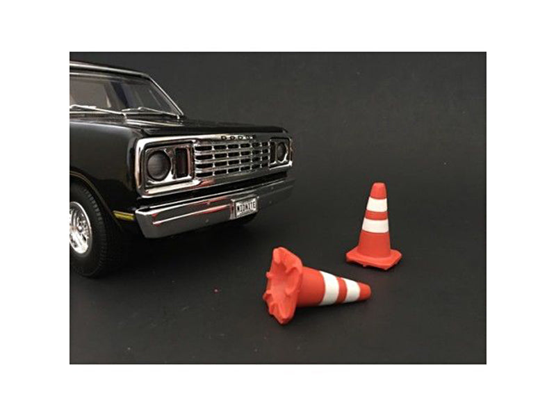 Traffic Cones Set of 4 Accessory For 1:24 Models by American Diorama-DiecastModeler.com