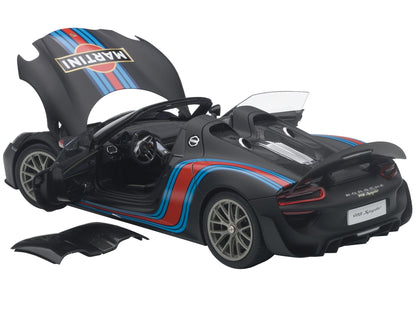 Porsche 918 Spyder Weissach Package Black/ Martini Livery #15 1/18 Model Car  by Autoart-DiecastModeler.com