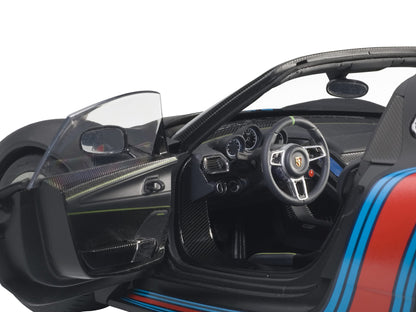 Porsche 918 Spyder Weissach Package Black/ Martini Livery #15 1/18 Model Car  by Autoart-DiecastModeler.com