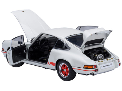 Porsche 911 Carrera 2.7 RS Grand Prix White with Red Stripes and Wheels 1/18 Model Car by Autoart-DiecastModeler.com