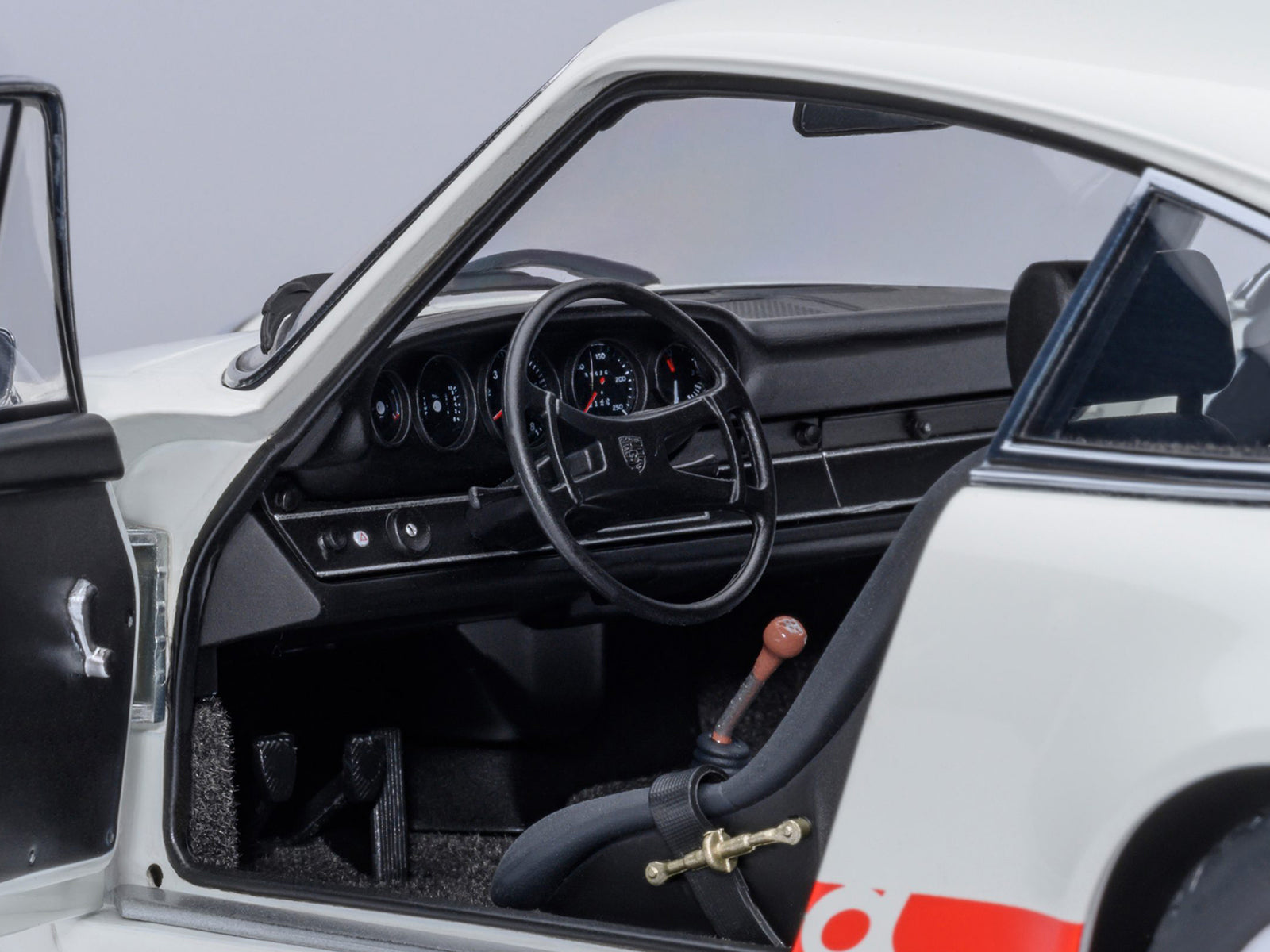 Porsche 911 Carrera 2.7 RS Grand Prix White with Red Stripes and Wheels 1/18 Model Car by Autoart-DiecastModeler.com