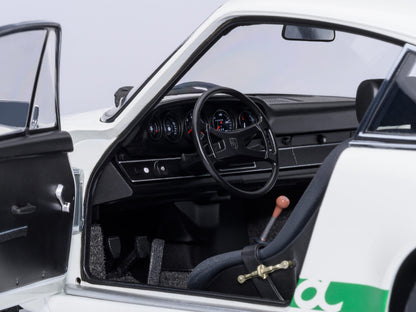 Porsche 911 Carrera 2.7 RS Grand Prix White with Green Stripes and Wheels 1/18 Model Car by Autoart-DiecastModeler.com