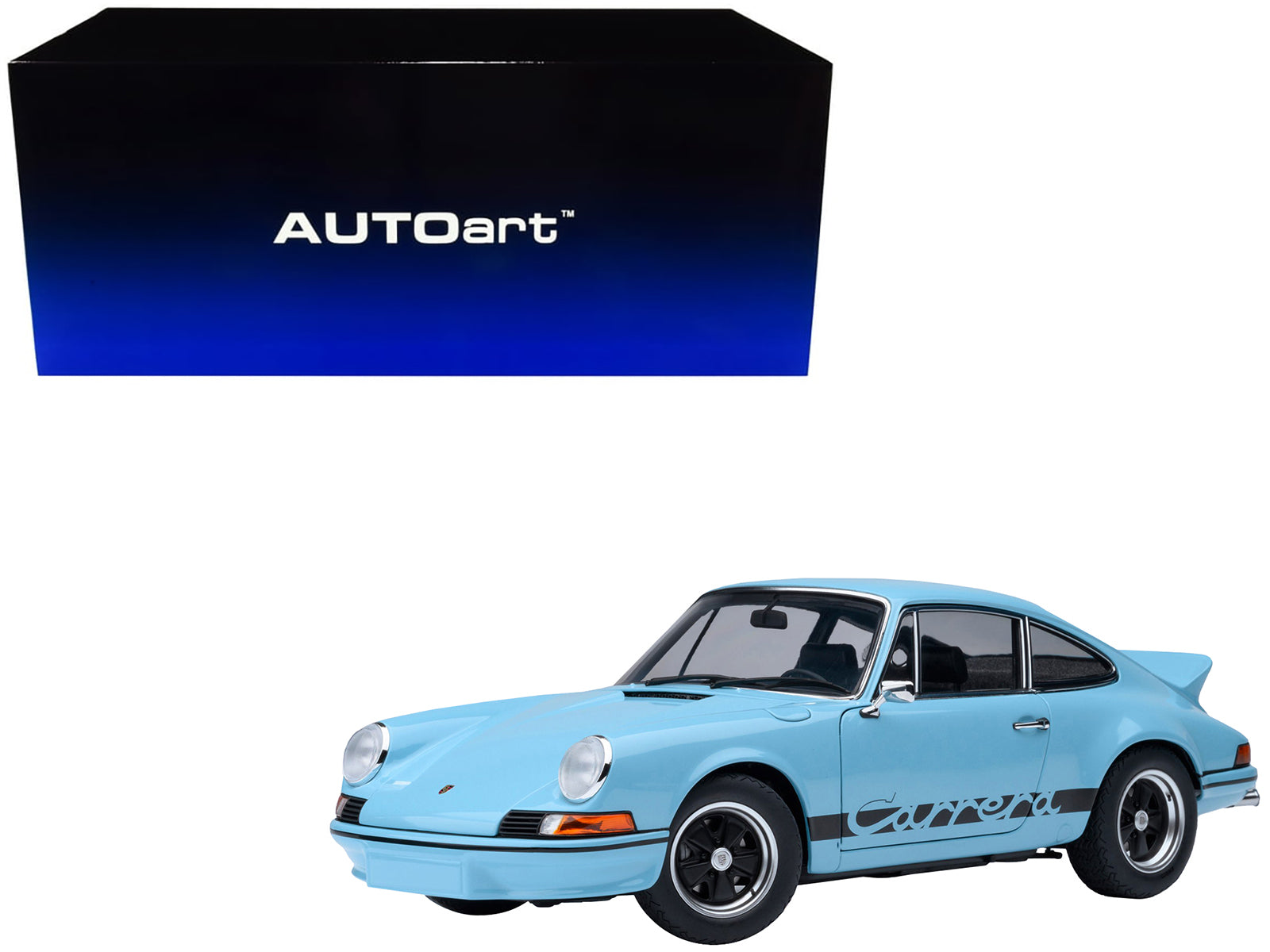 Porsche 911 Carrera 2.7 RS Gulf Blue with Black Stripes and Wheels 1/18 Model Car by Autoart-DiecastModeler.com