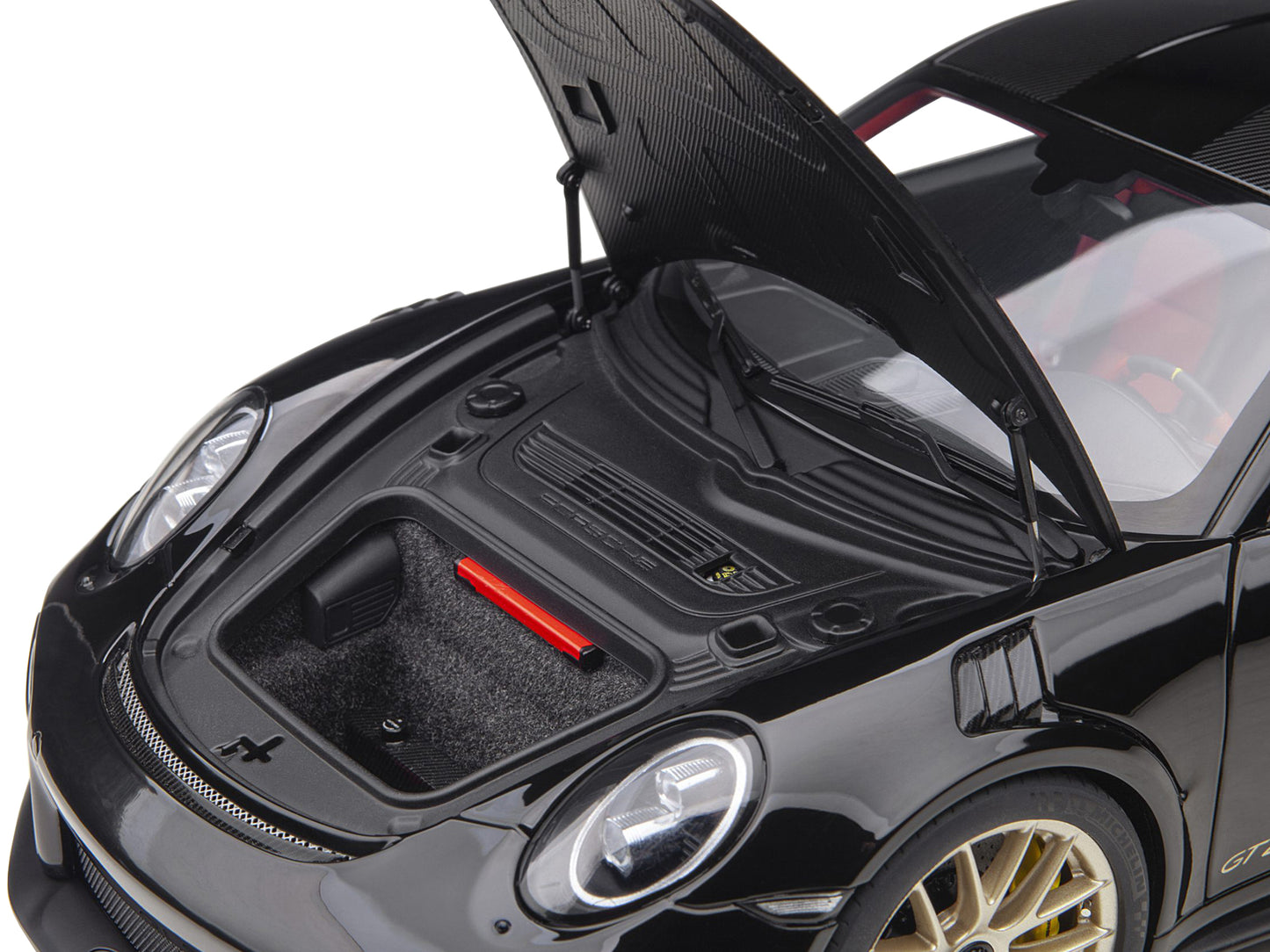 Porsche 911 (991.2) GT2 RS Weissach Package Black with Carbon Stripes 1/18 Model Car by Autoart-DiecastModeler.com