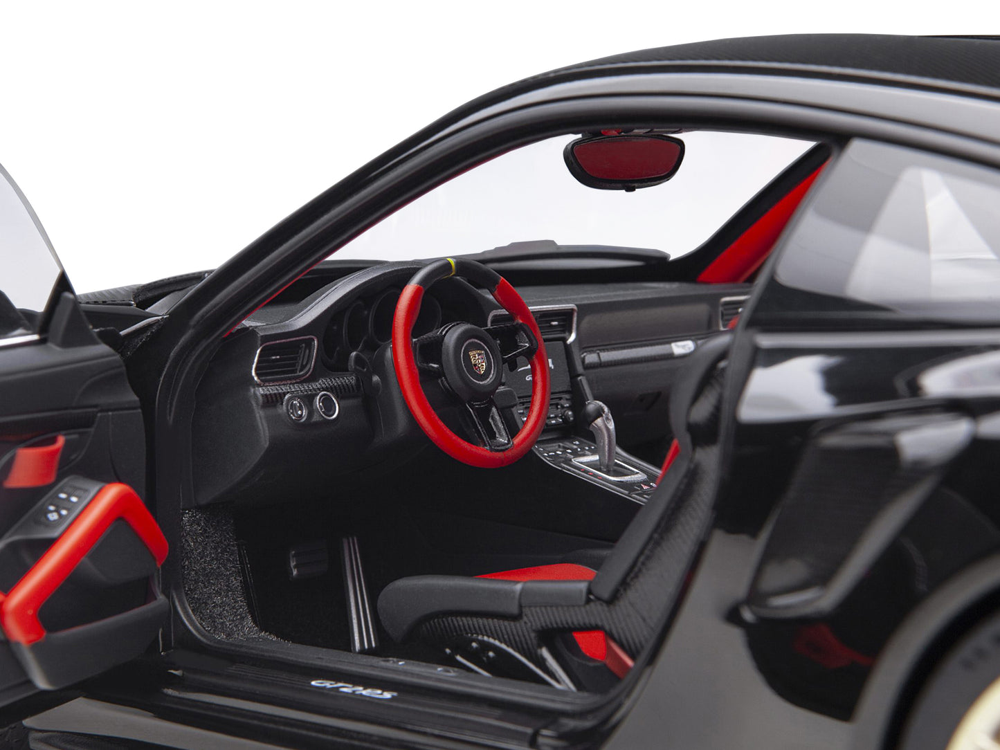 Porsche 911 (991.2) GT2 RS Weissach Package Black with Carbon Stripes 1/18 Model Car by Autoart-DiecastModeler.com