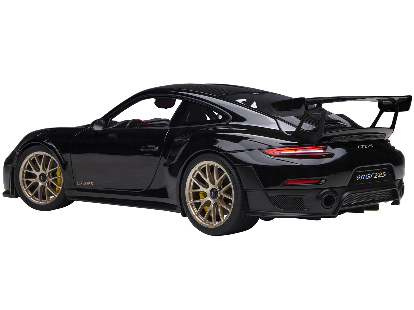 Porsche 911 (991.2) GT2 RS Weissach Package Black with Carbon Stripes 1/18 Model Car by Autoart-DiecastModeler.com