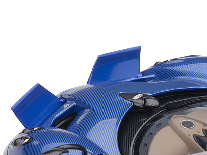 Pagani Huayra Roadster Blue Tricolore Carbon Fiber with Black Top with Luggage Set 1/18 Model Car by Autoart-DiecastModeler.com