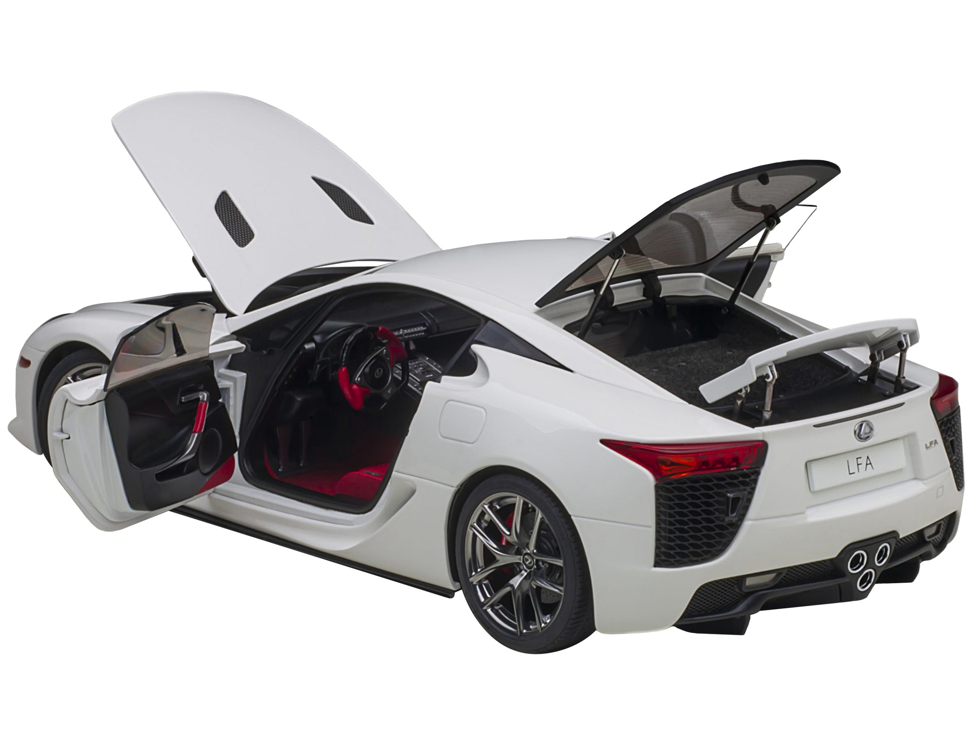 Lexus LFA Whitest White with Red and Black Interior 1/18 Model Car by Autoart-DiecastModeler.com