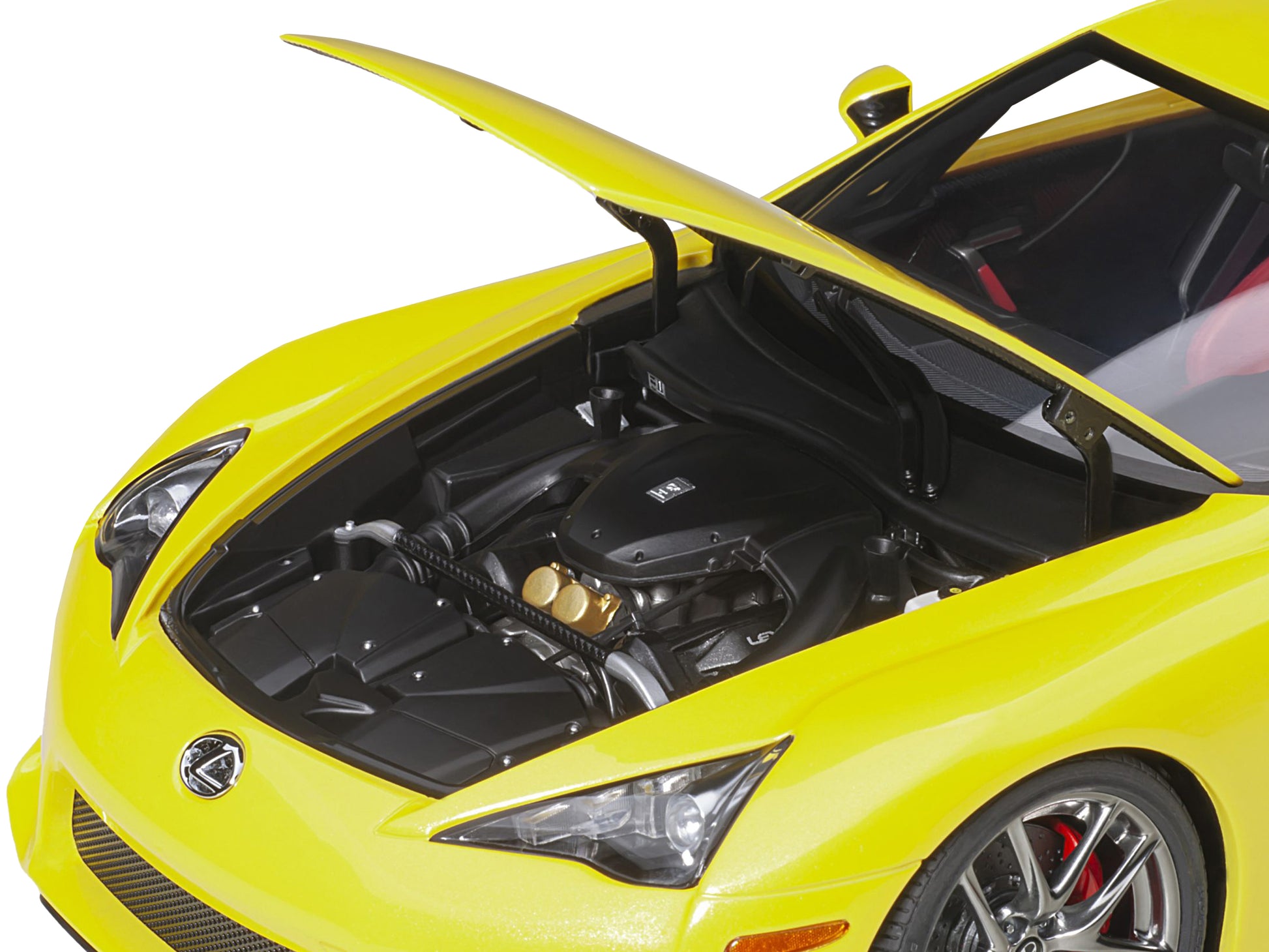 Lexus LFA Pearl Yellow with Red and Black Interior 1/18 Model Car by Autoart-DiecastModeler.com