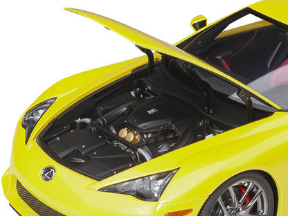 Lexus LFA Pearl Yellow with Red and Black Interior 1/18 Model Car by Autoart-DiecastModeler.com