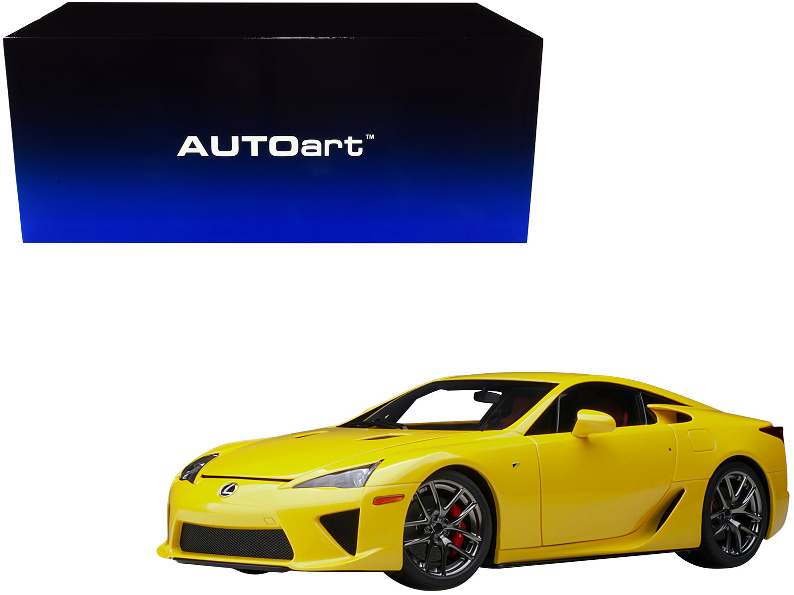 Lexus LFA Pearl Yellow with Red and Black Interior 1/18 Model Car by Autoart-DiecastModeler.com