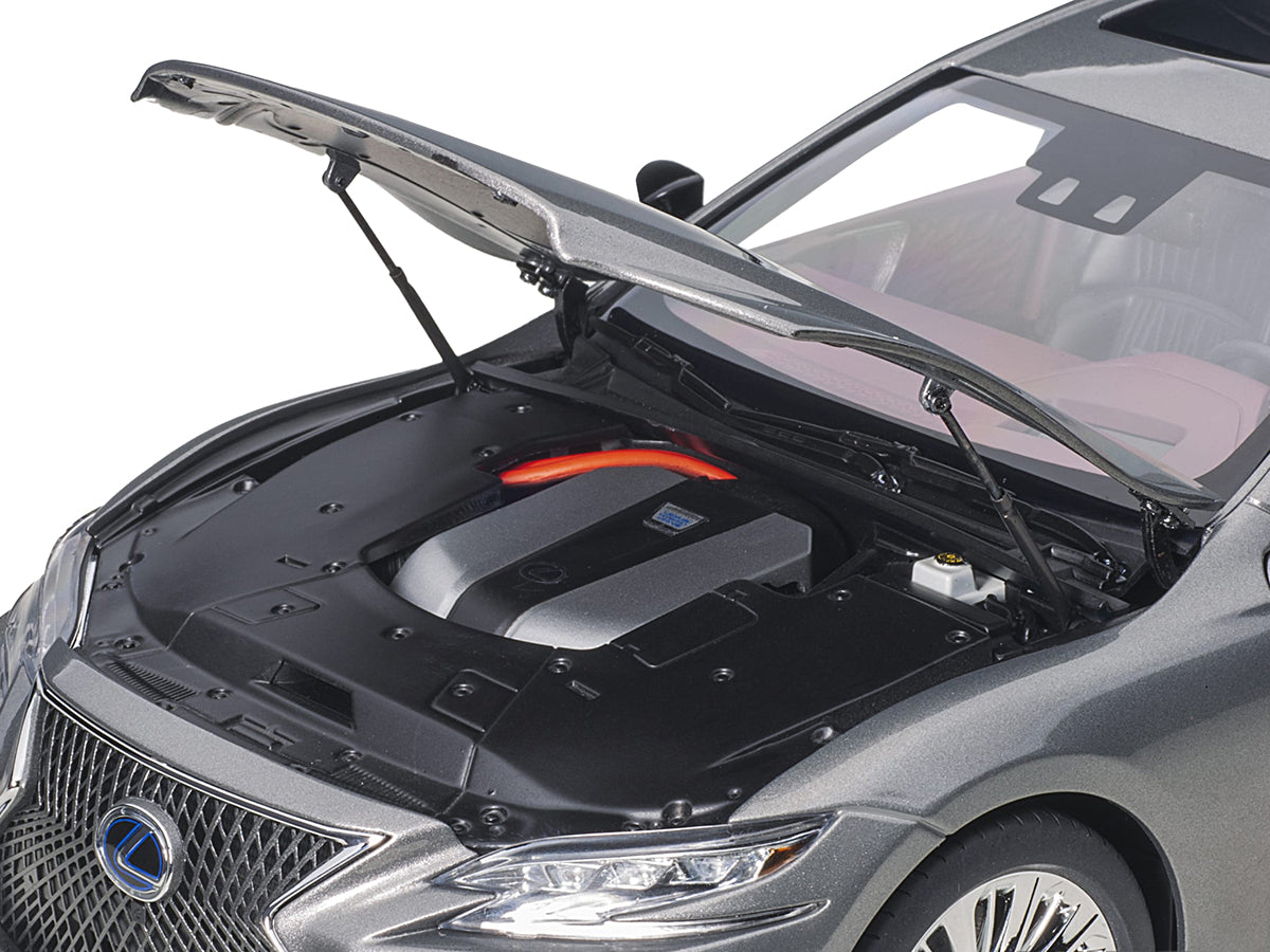 Lexus LS500h Manganese Luster Gray Metallic with Crimson and Black Interior 1/18 Model Car by Autoart-DiecastModeler.com