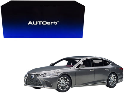 Lexus LS500h Manganese Luster Gray Metallic with Crimson and Black Interior 1/18 Model Car by Autoart-DiecastModeler.com