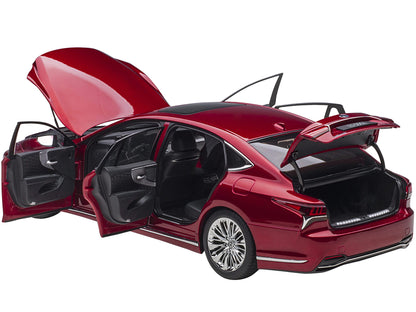 Lexus LS500h Morello Red Metallic with Chrome Wheels 1/18 Model Car by Autoart-DiecastModeler.com