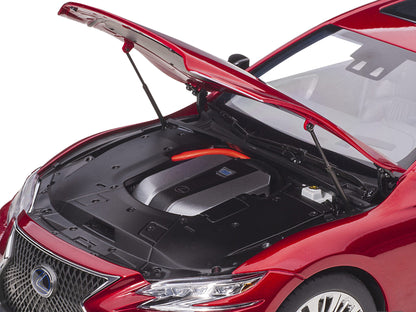 Lexus LS500h Morello Red Metallic with Chrome Wheels 1/18 Model Car by Autoart-DiecastModeler.com