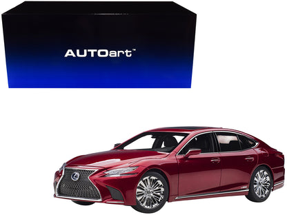 Lexus LS500h Morello Red Metallic with Chrome Wheels 1/18 Model Car by Autoart-DiecastModeler.com