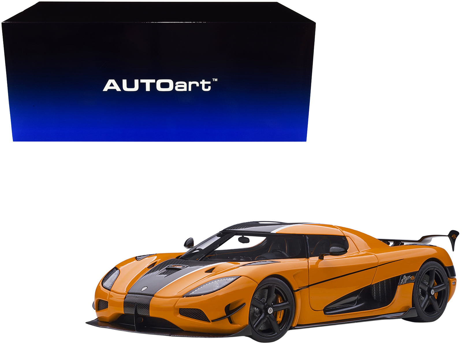 Koenigsegg Agera RS Cone Orange with Black Carbon Accents 1/18  Model Car by Autoart-DiecastModeler.com