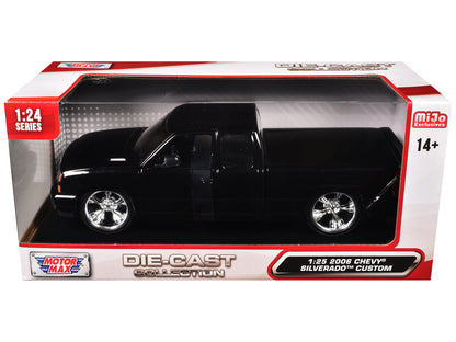 2006 Chevrolet Silverado Custom Pickup Truck Black "Die-Cast Collection" Series 1/25 Diecast Model Car by Motormax