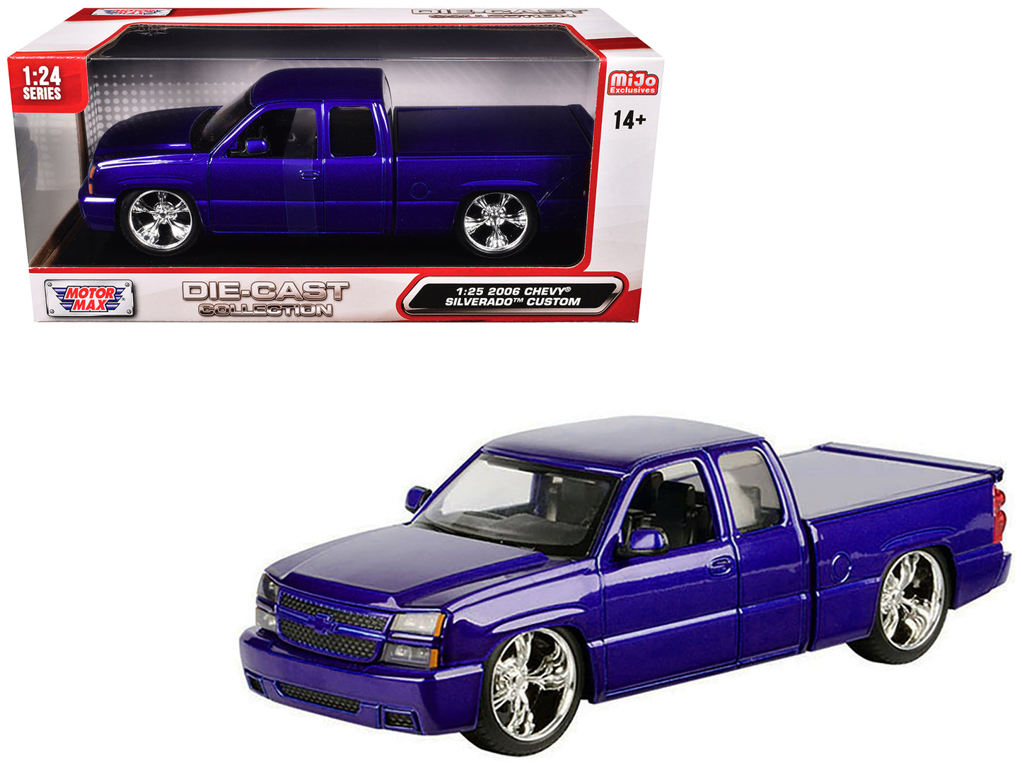 2006 Chevrolet Silverado Custom Pickup Truck Blue Metallic "Die-Cast Collection" Series 1/25 Diecast Model Car by Motormax-DiecastModeler.com